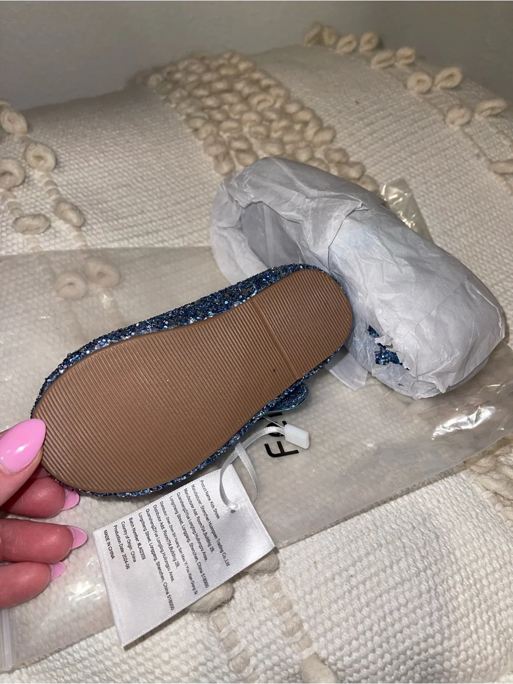 Blue Glitter Mary Jane Shoe with Jewel NWT